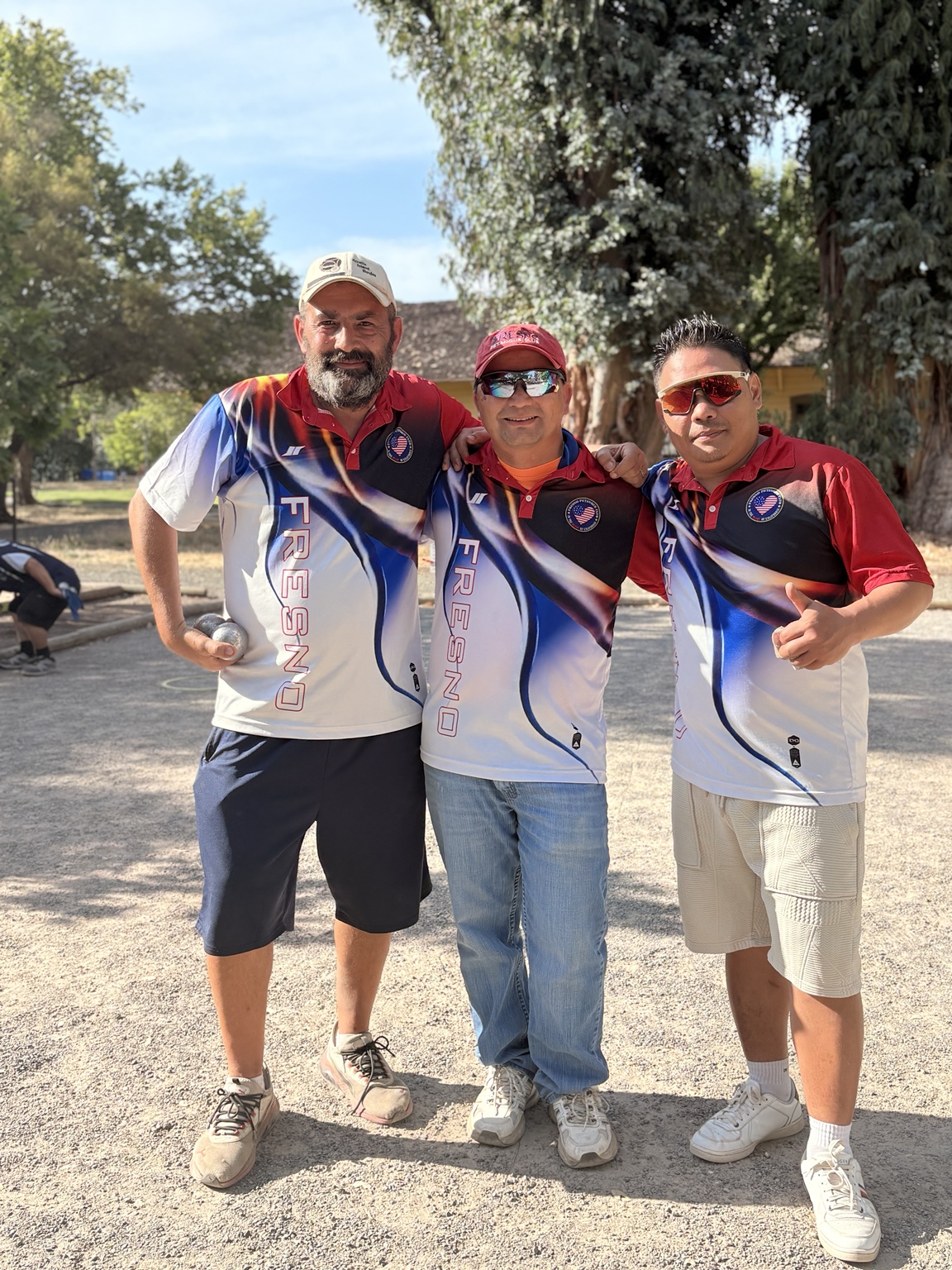 Three Fresno Pétanque Club teammates